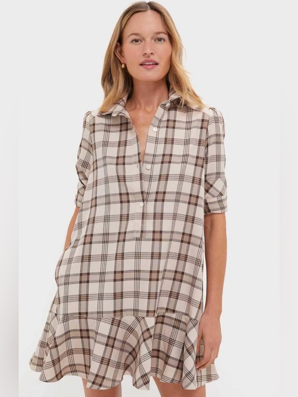 Tuckernuck Brown Plaid Callahan Shirt Dress Size XS